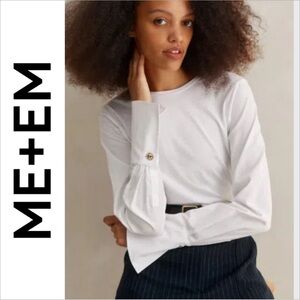 ME+EM White Long Sleeve Top